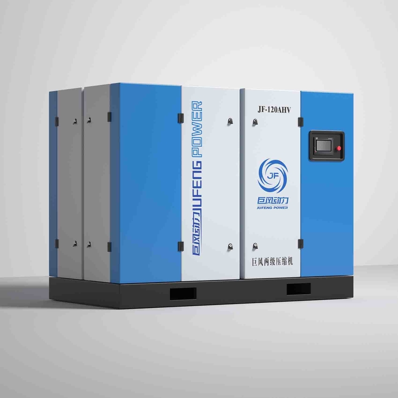 Compresseur d'air à vis à double étage à aimant permanent horizontal de 120 ch 90 kW