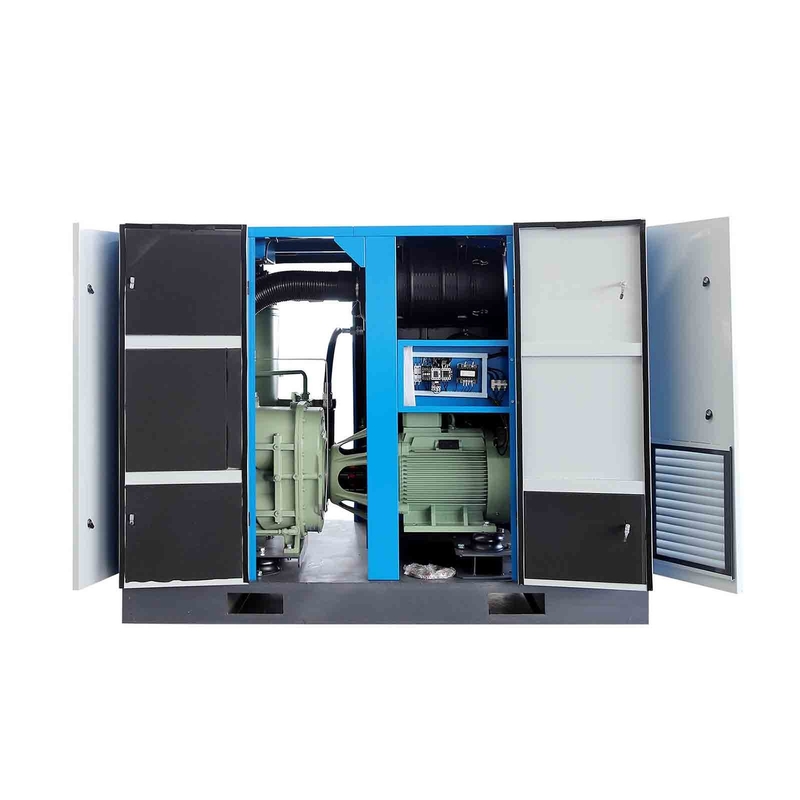 Compresseur d'air à vis à double étage à aimant permanent horizontal de 120 ch 90 kW